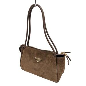 Prada Darling Suede Shoulder Bag Brown